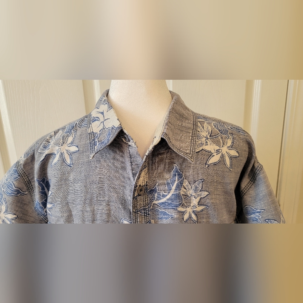 Cubavera Linen Blend Reverse Hawaiian Print Shirt - Slim Fit - Men's Size XL - Picture 2 of 8